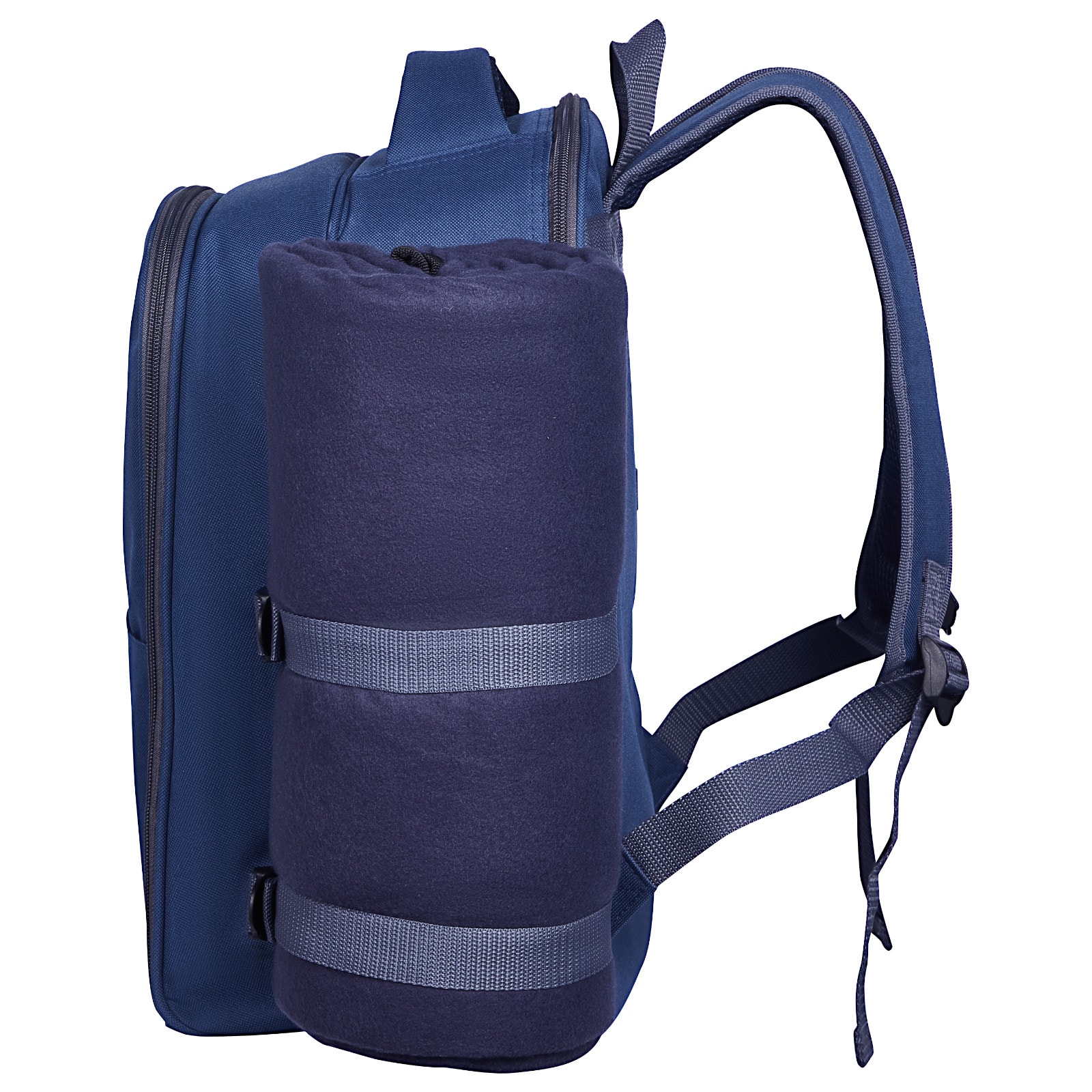 Beach Picnic Backpack Bag For 2 Person With Cooler Compartment Navy Blue_voghion.com